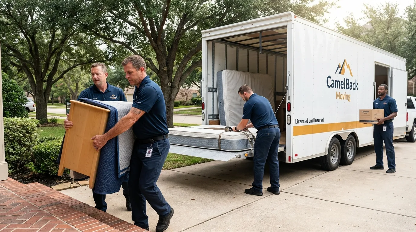 Crew loading residential truck for cross-state move from Mabton, WA